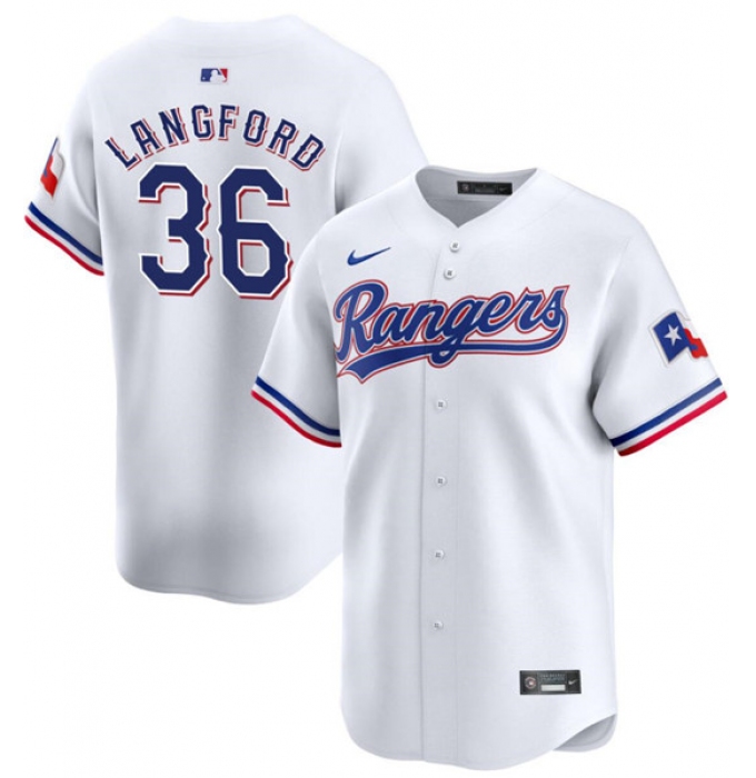 Men's Texas Rangers #36 Wyatt Langford White 2024 Gold Collection Cool Base Baseball Stitched Jersey