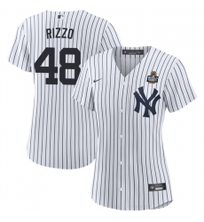 Women's New York Yankees #48 Anthony Rizzo White 2024 World Series Cool Base Stitched Baseball Jersey(Run Small)