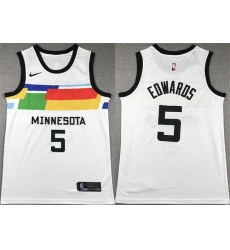 Men's Minnesota Timberwolves #5 Anthony Edwards White City Edition Stitched Jersey