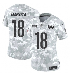 Women's Washington Commanders #18 Marcus Mariota 2024 F.U.S.E Arctic Camo Salute To Service(Run Small)