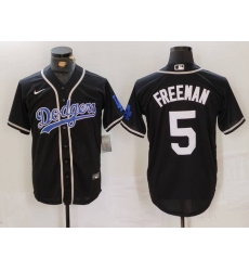 Men's Los Angeles Dodgers #5 Freddie Freeman Black Cool Base With Stitched Baseball Jersey