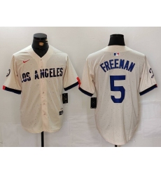 Men's Los Angeles Dodgers #5 Freddie Freeman Cream 2024 City Connect Limited Stitched Jersey