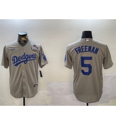 Men's Los Angeles Dodgers #5 Freddie Freeman Grey 2024 World Series Cool Base Stitched Baseball Jersey