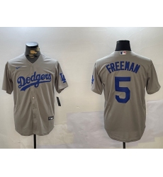 Men's Los Angeles Dodgers #5 Freddie Freeman Grey Cool Base Jersey