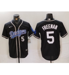 Men's Los Angeles Dodgers #5 Freddie Freeman Number Black Cool Base With Stitched Jerseys