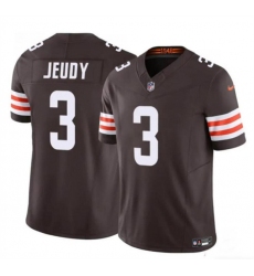 Men's Cleveland Browns #3 Jerry Jeudy Brown 2023 F.U.S.E. Vapor Limited Football Stitched Jersey