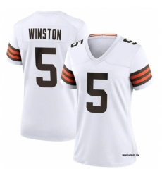 Women Cleveland Browns #5 Jameis Winston White Vapor Limited Stitched Football Jersey