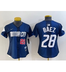 Women's Detroit Tigers #28 Javier Baez 2024 Navy City Connect Cool Base Limited Stitched Jerseys