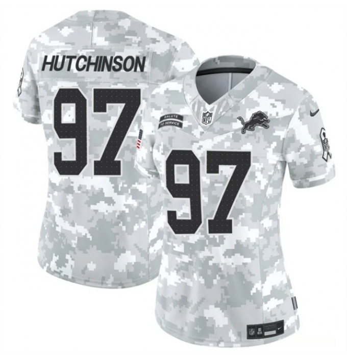 Women's Detroit Lions #97 Aidan Hutchinson 2024 F.U.S.E Arctic Camo Salute To Service Limited Stitched Jersey(Run Small)