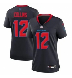 Women Houston Texans #12 Nico Collins Navy 2024 2nd Alternate F U S E Vapor Stitched Jersey