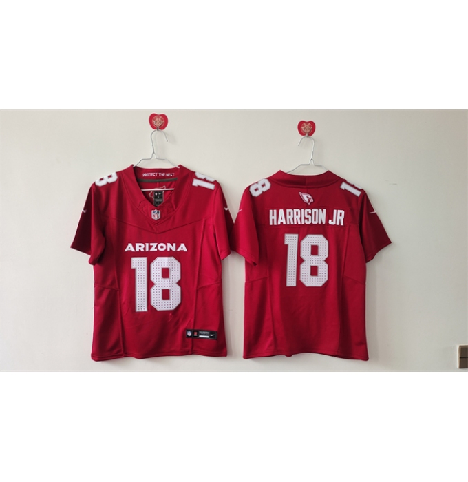 Women's Arizona Cardinals #18 Marvin Harrison Jr Red 2024 F.U.S.E Stitched Jersey(Run Small)