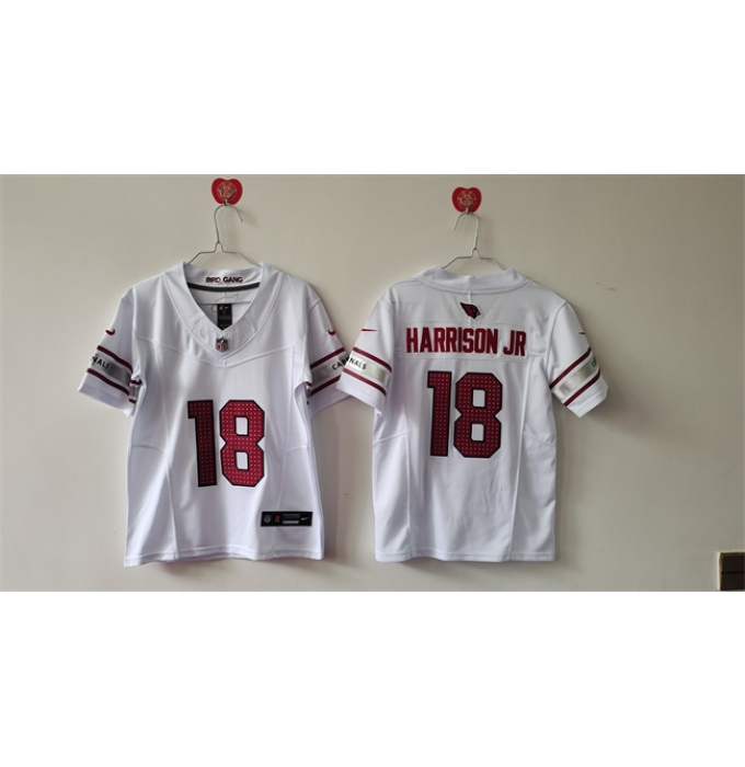 Women's Arizona Cardinals #18 Marvin Harrison Jr White 2024 F.U.S.E Stitched Jersey(Run Small)