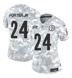 Women's Pittsburgh Steelers #24 Joey Porter Jr. 2024 F.U.S.E Arctic Camo Salute To Service Limited Stitched Football Jersey(Run Small)