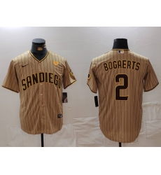 Men's San Diego Padres #2 Xander Bogaerts Khaki With PS Cool Base Stitched Jersey