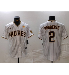 Men's San Diego Padres #2 Xander Bogaerts White With PS Cool Base Stitched Jersey