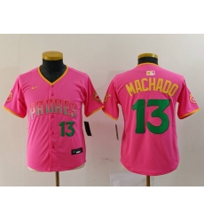 Youth San Diego Padres #13 Manny Machado Pink Player Number Fashion Baseball Jersey