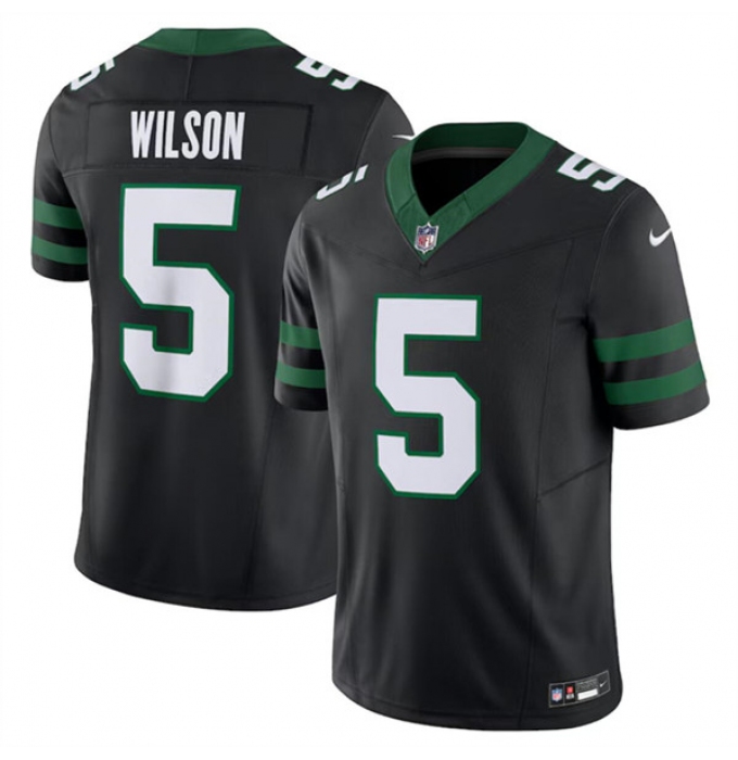 Men's New York Jets #5 Garrett Wilson Black 2024 F.U.S.E. Vapor Limited Football Stitched Jersey