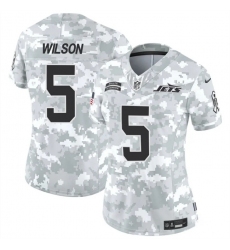 Women's New York Jets #5 Garrett Wilson 2024 F.U.S.E Arctic Camo Salute To Service Limited Stitched Jersey(Run Small)