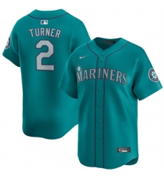 Men's Seattle Mariners #2 Justin Turner Aqua Alternate Limited Stitched jersey