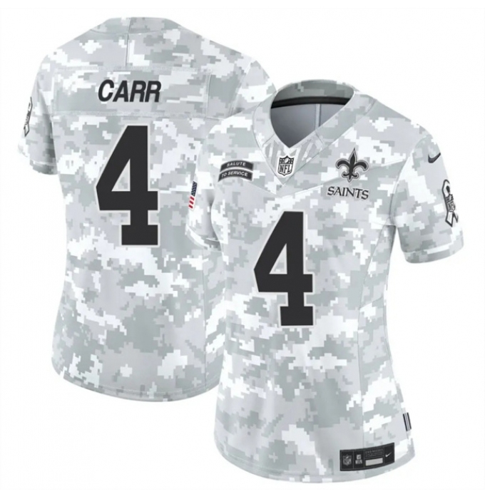 Women's New Orleans Saints #4 Derek Carr 2024 F.U.S.E Arctic Camo Salute To Service Limited Stitched Football Jersey(Run Small)