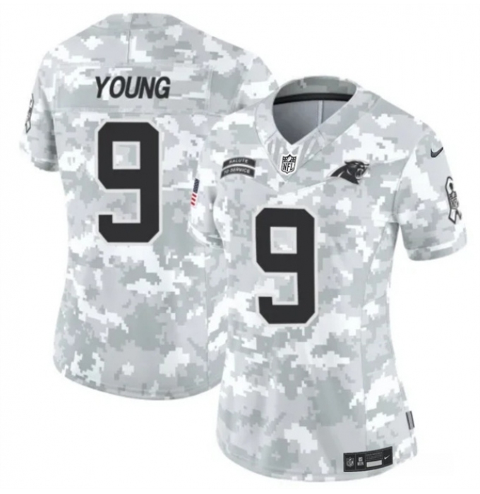 Women's Carolina Panthers #9 Bryce Young 2024 F.U.S.E Arctic Camo Salute To Service Limited Stitched Football Jersey(Run Small)