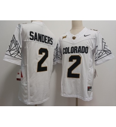 Men's Colorado Buffaloes #2 Shedeur Sanders White Black 2024 Limited FUSE College Football Jersey