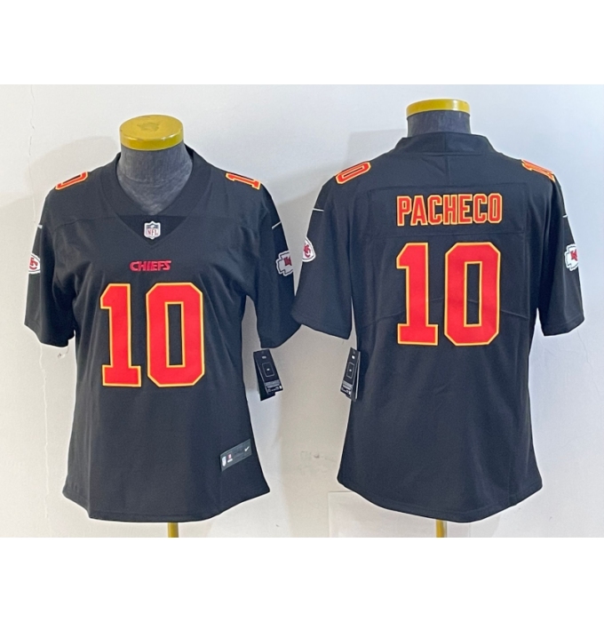 Women's Kansas City Chiefs #10 Isiah Pacheco Black Fashion Vapor Limited Stitched Jersey