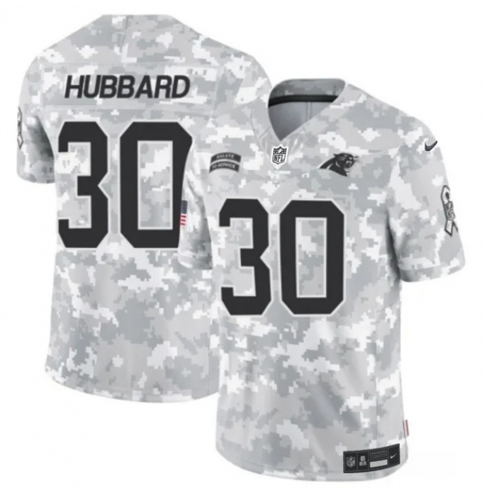 Men's Carolina Panthers #30 Chuba Hubbard 2024 F.U.S.E Arctic Camo Salute To Service Limited Stitched Football Jersey