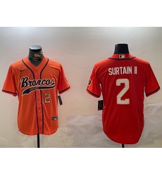 Men's Denver Broncos #2 Pat Surtain II Orange Cool Base Stitched Baseball Jersey