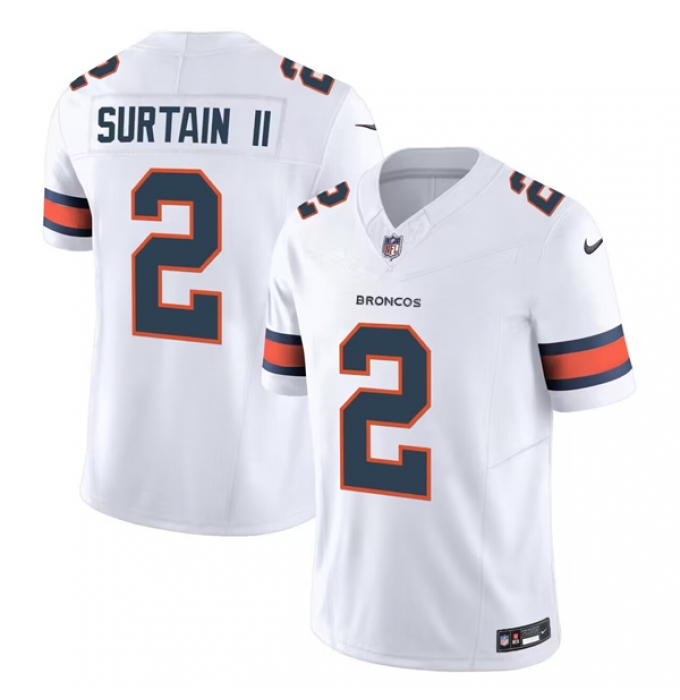 Men's Denver Broncos #2 Pat Surtain II White 2024 Draft F.U.S.E. Vapor Limited Stitched Jersey