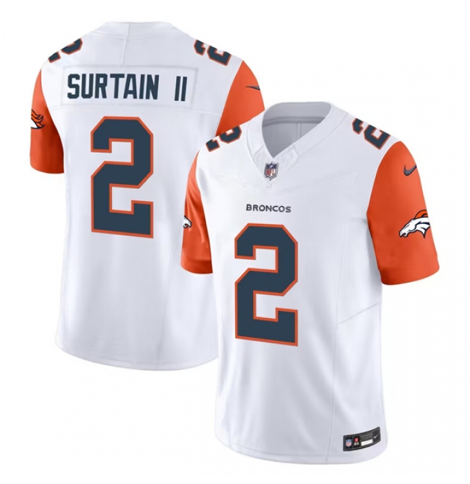 Men's Denver Broncos #2 Pat Surtain II White 2024 Draft F.U.S.E. Vapor Limited Stitched Jerseys