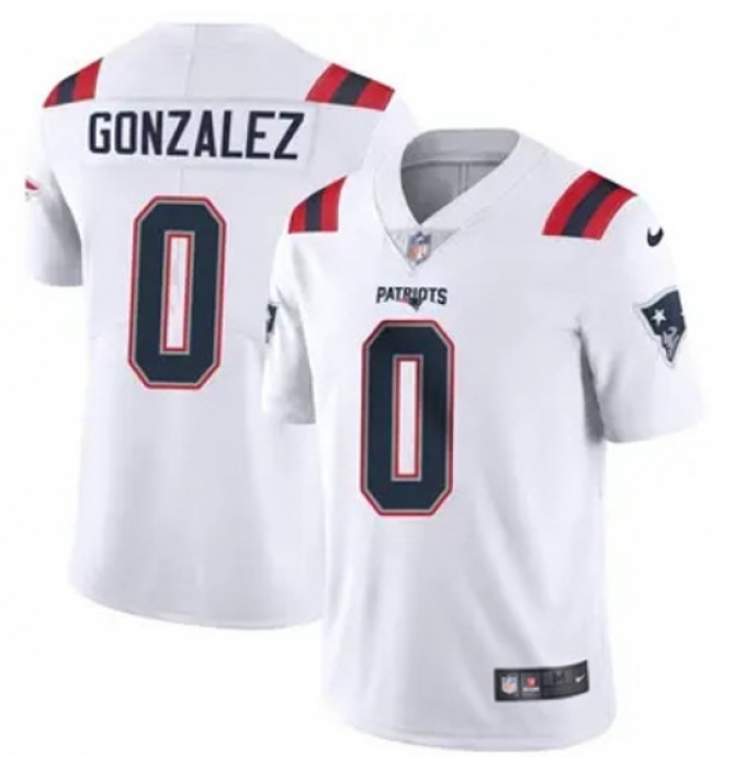 Men's New England Patriots #0 Christian Gonzalez White Stitched Vapor Limited Jerseys