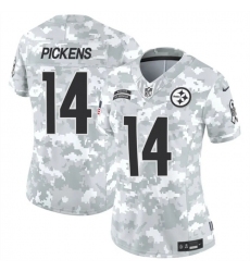 Women's Pittsburgh Steelers #14 George Pickens 2024 F.U.S.E Arctic Camo Salute To Service Limited Stitched Football Jersey(Run Small)