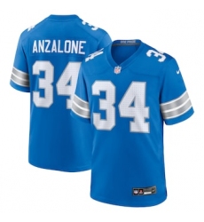 Men's Detroit Lions #34 Alex Anzalone Blue 2nd Alternate Game Nike Jersey