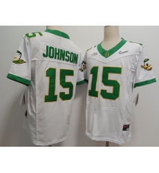 Men's Oregon Ducks #15 Tez Johnson White 2024 FUSE College Football Jersey