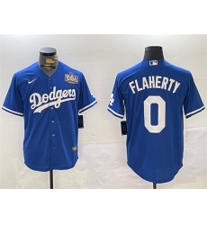 Men's Los Angeles Dodgers #0 Jack Flaherty Royal 2024 World Series Cool Base Stitched Baseball Jersey