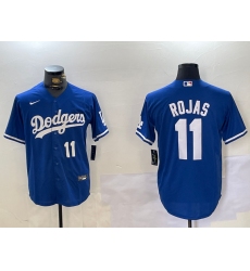 Men's Los Angeles Dodgers #11 Miguel Rojas Number Blue Cool Base Stitched Jerseys