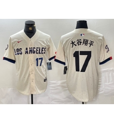 Men's Los Angeles Dodgers #17 大谷翔平 Cream Stitched Baseball Jerseys