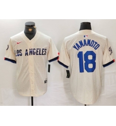 Men's Los Angeles Dodgers #18 Yoshinobu Yamamoto Cream 2024 City Connect Limited Stitched Jersey