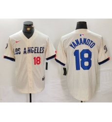 Men's Los Angeles Dodgers #18 Yoshinobu Yamamoto Number Cream 2024 City Connect Limited Stitched Jerseys