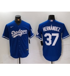 Men's Los Angeles Dodgers #37 Teoscar Hernandez Blue Cool Base Stitched Jersey