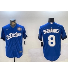 Men's Los Angeles Dodgers #8 Enrique Hernández Royal 2024 World Series City Connect Cool Base Stitched Baseball Jersey