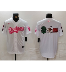 Men's Los Angeles Dodgers Team Big Logo White Pink Vin & Kobe Stitched Baseball Jerseys