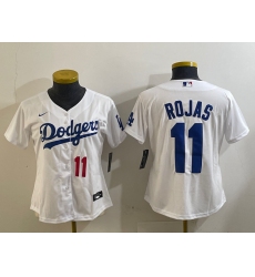 Women's Los Angeles Dodgers #11 Miguel Rojas Number White Cool Base Stitched Jersey