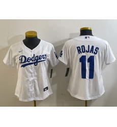 Women's Los Angeles Dodgers #11 Miguel Rojas White Cool Base Stitched Jersey