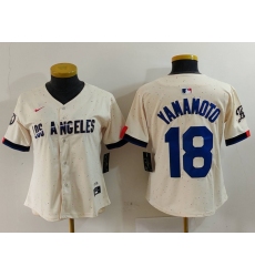 Women's Los Angeles Dodgers #18 Yoshinobu Yamamoto Cream 2024 City Connect Limited Stitched Jersey