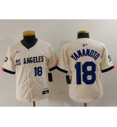 Youth Los Angeles Dodgers #18 Yoshinobu Yamamoto Number Cream 2024 City Connect Limited Stitched Jerseys