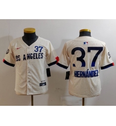 Youth Los Angeles Dodgers #37 Teoscar Hernandez Cream 2024 City Connect Limited Stitched Jersey