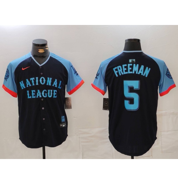 Men's Los Angeles Dodgers #5 Freddie Freeman Navy 2024 All Star Limited Stitched Jersey