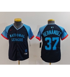 Youth Los Angeles Dodgers #37 Teoscar Hernandez Navy 2024 All Star Limited Stitched Jersey